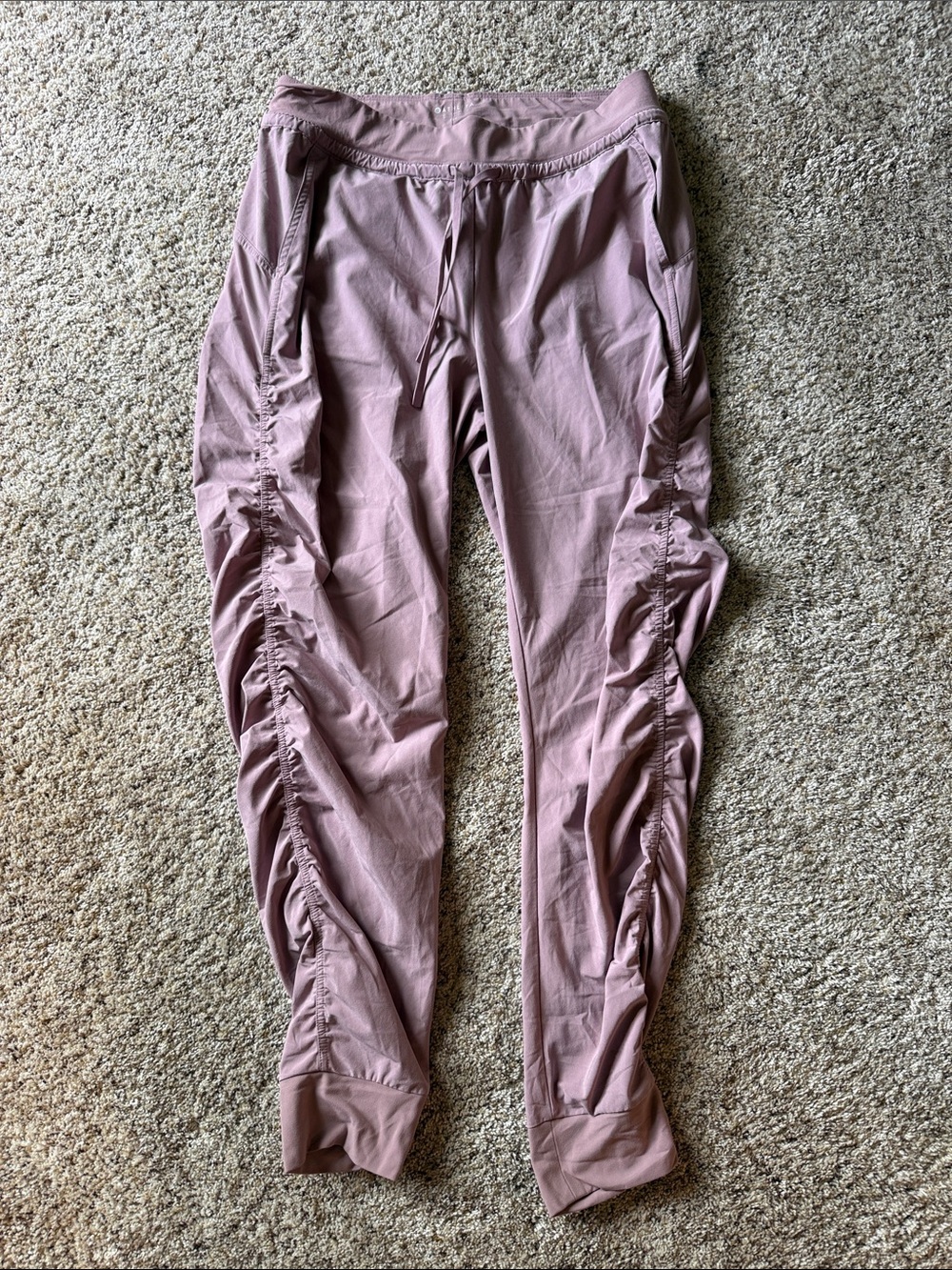 Athleta Mauve Pink Ruched Track Joggers